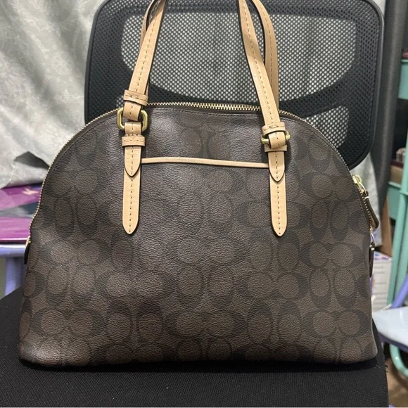 Coach Payton Dome Brown and Tan Signature Satchel - Picture 8 of 9